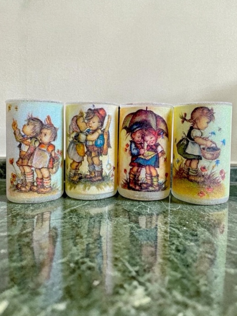 Hummel Sugar Frosted 5" Glass Candle Pillars